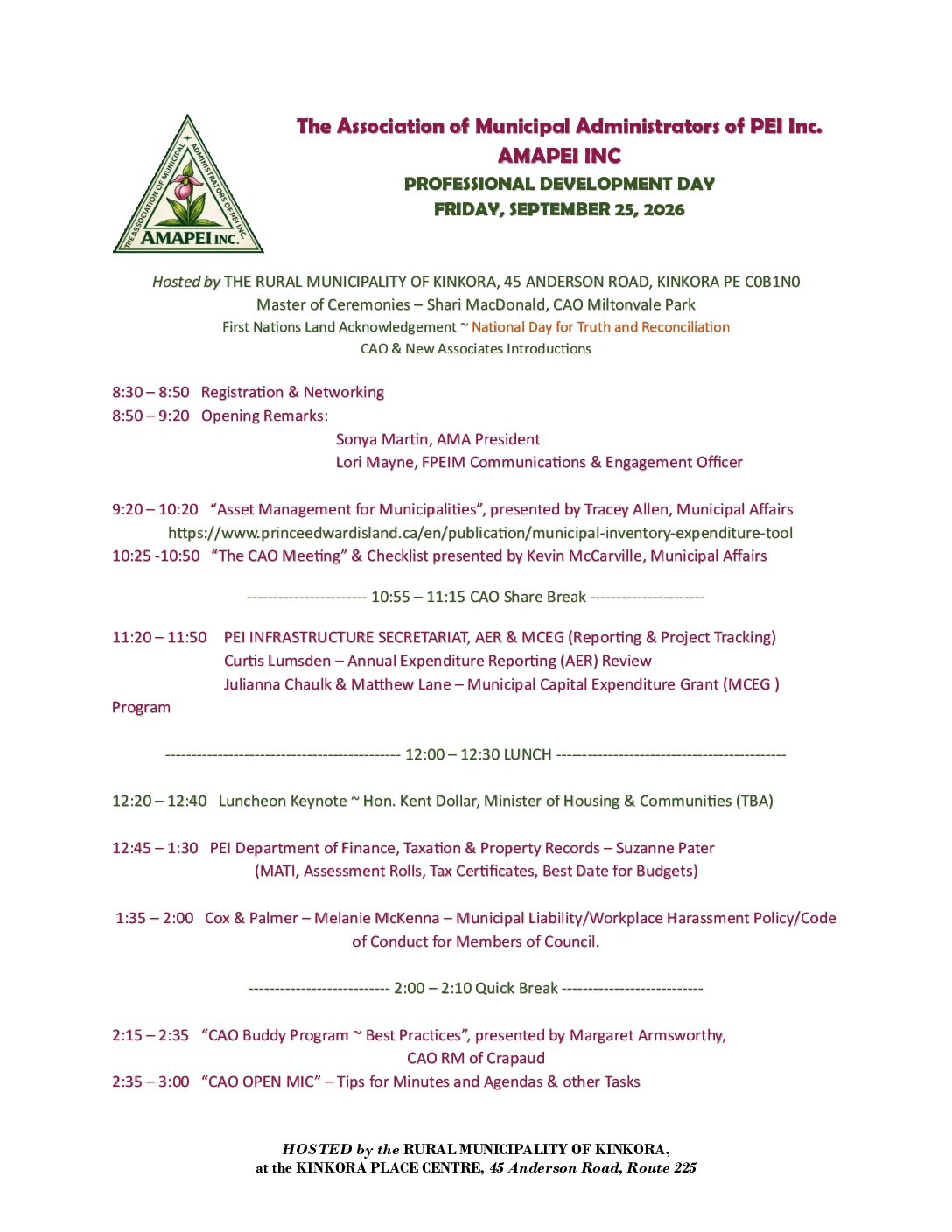 AMAPEI event agenda